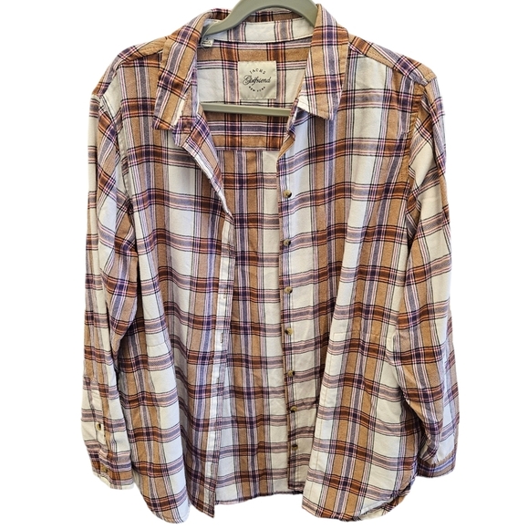 JACHS Girlfriend Plaid Cozy Flannel Pocketed Button Down Shirt Womens - Picture 10 of 10